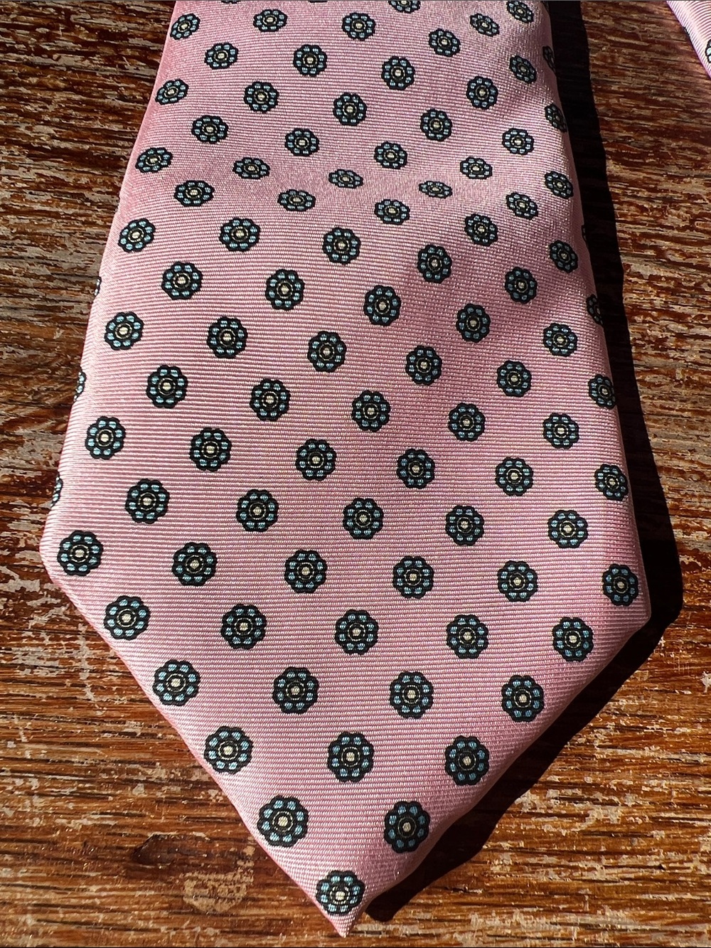 Lands' End Vintage 90s Pink Silk Medallion Necktie Handsewn USA